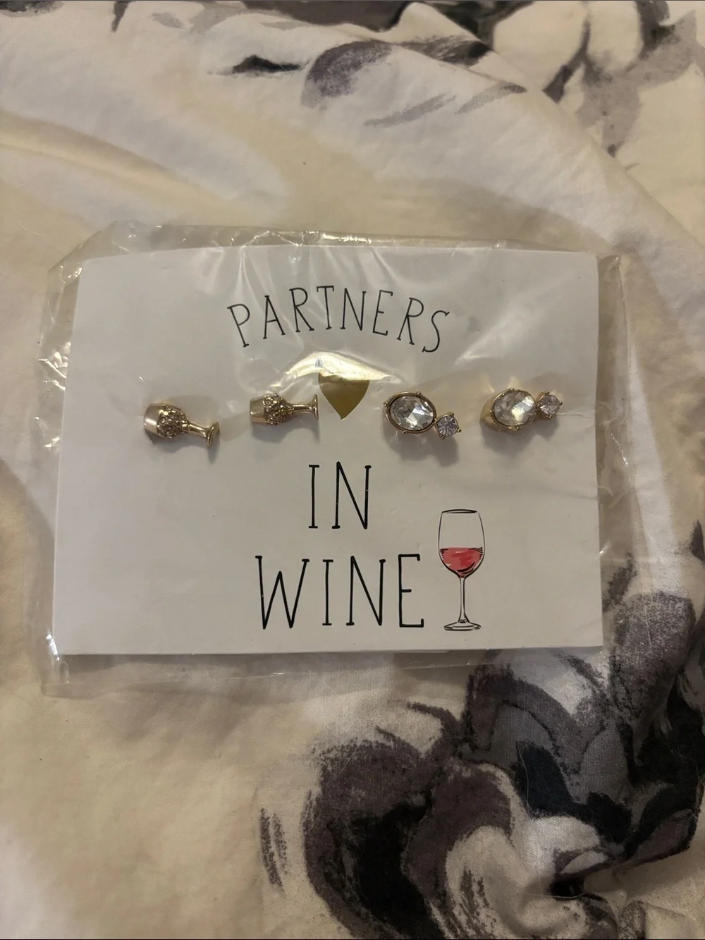 Lane Bryant Gold-Tone Wine Themed Stud Earring Set